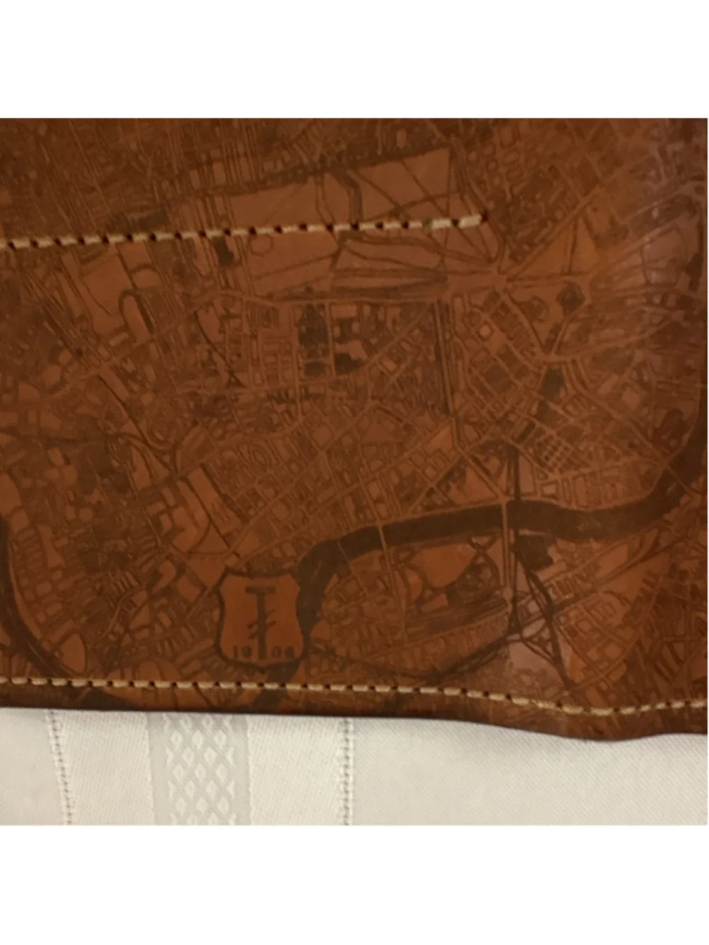 Leather Passport/ID Wallet Organizer with Card Slots, London Map Design, Brown - Picture 7 of 7